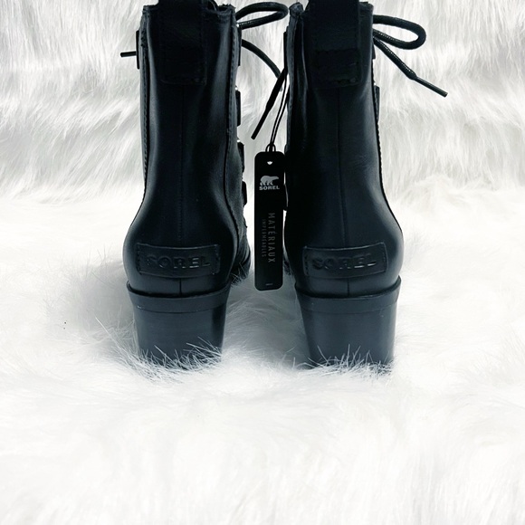 Sorel NWT Black Cate Lace-Up All-Leather Bootie Size 6.5 - Picture 12 of 16